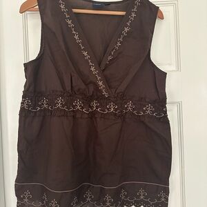 Sonoma Brown Embroidered Tank Top